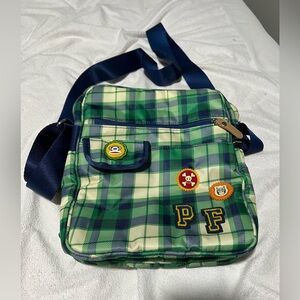 Paul Frank blue green yellow plaid crossbody purse vintage Y2K hard to find